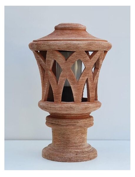 1056P PALETTO DA ESTERNI IN TERRACOTTA INTAGLIATO A MANO MADE IN ITALY ALTEZZA CM 50 IP55 ATTACCO E2