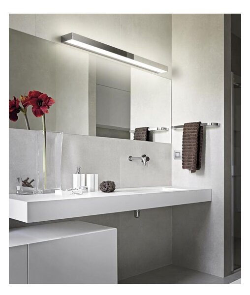 ROCCO APPLIQUE A PARETE DA SPECCHIO CROMO O NERA LARGHEZZA CM 90 IP44 LED 13W LUCE 3000K BI-EMISSIONE