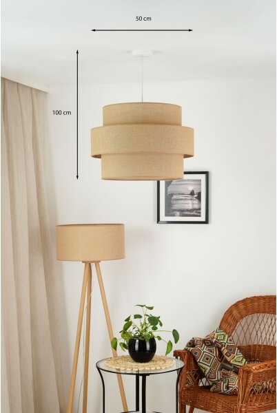 Brilagi - Lampadario a sospensione con filo SPACE YUTE 1xE27/15W/230V diametro 50 cm beige/bianco