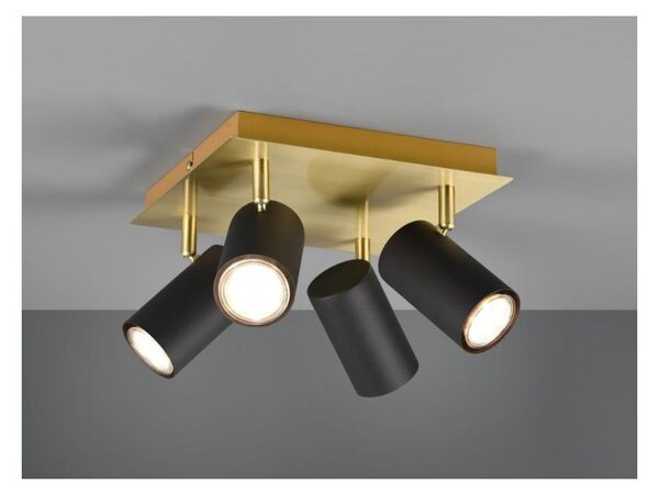 MARLEY FARETTO DA SOFFITTO METALLO ORO CON 4 SPOT ORIENTABILI NERI ATTACCO 4XGU10