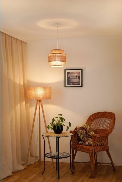 Brilagi - Lampadario a sospensione con filo SPACE YUTE 1xE27/15W/230V diametro 25 cm beige/bianco