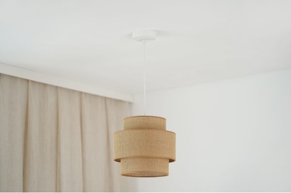 Brilagi - Lampadario a sospensione con filo SPACE YUTE 1xE27/15W/230V diametro 25 cm beige/bianco