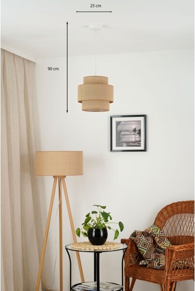 Brilagi - Lampadario a sospensione con filo SPACE YUTE 1xE27/15W/230V diametro 25 cm beige/bianco