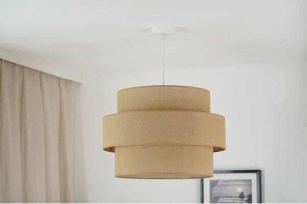 Brilagi - Lampadario a sospensione con filo SPACE YUTE 1xE27/15W/230V diametro 50 cm beige/bianco