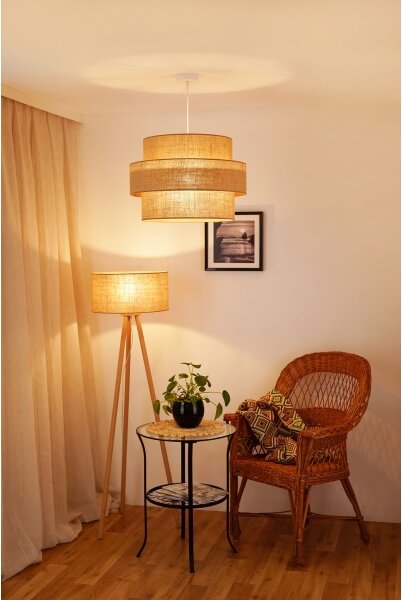 Brilagi - Lampadario a sospensione con filo SPACE YUTE 1xE27/15W/230V diametro 50 cm beige/bianco