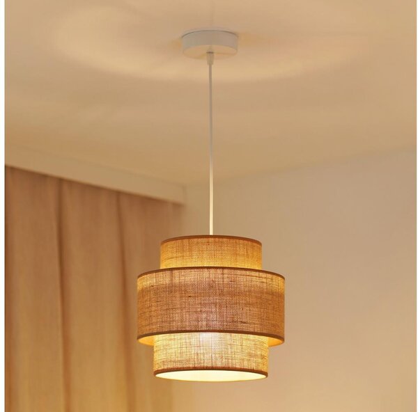 Brilagi - Lampadario a sospensione con filo SPACE YUTE 1xE27/15W/230V diametro 25 cm beige/bianco