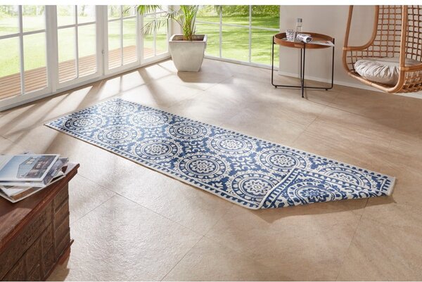 Tappeto da esterno blu e crema , 80 x 250 cm Jardin - NORTHRUGS