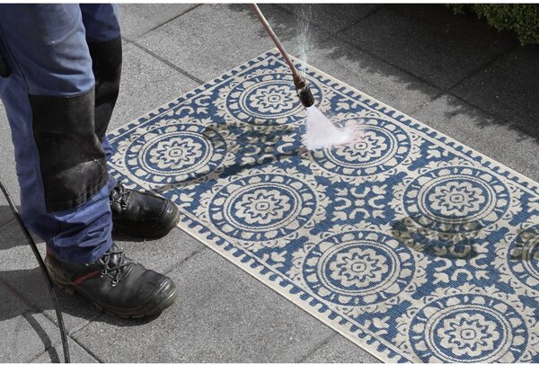 Tappeto da esterno blu e crema , 80 x 250 cm Jardin - NORTHRUGS