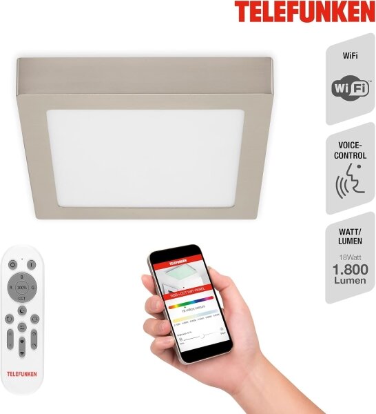Telefunken 309602TF - LED RGBW Plafoniera LED/18W/230V 2700-6500K WiFi