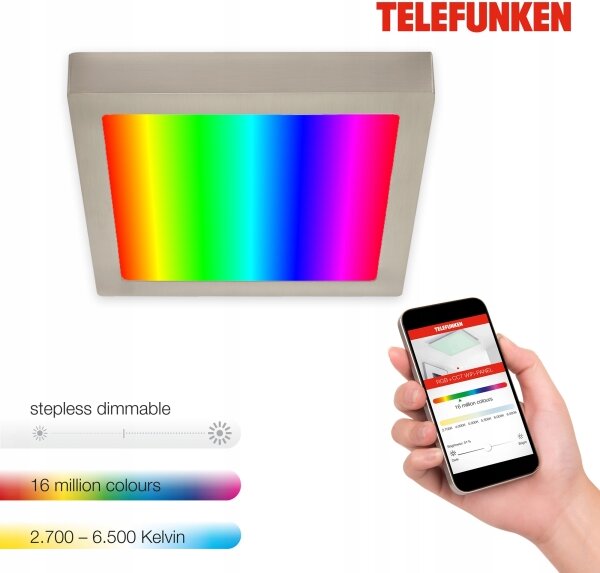 Telefunken 309602TF - LED RGBW Plafoniera LED/18W/230V 2700-6500K WiFi