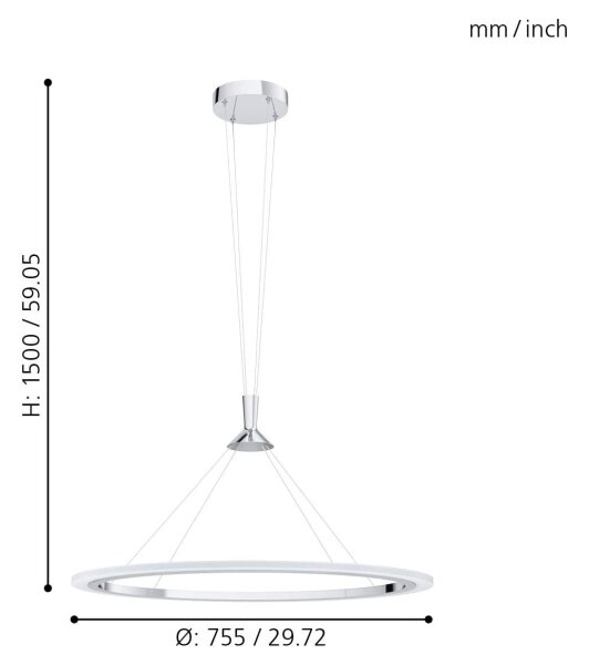 Eglo 98427 - Lampadario dimmerabile LED RGB a sospensione con cavo HORNITOS-C LED/37W/230V + telecomando