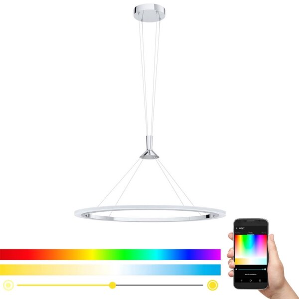 Eglo 98427 - Lampadario dimmerabile LED RGB a sospensione con cavo HORNITOS-C LED/37W/230V + telecomando