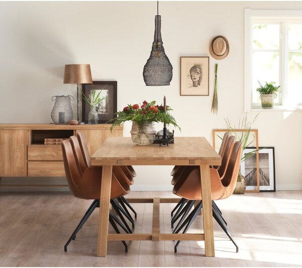 Tavolo da pranzo in legno di quercia effetto lucido 220 x 95 cm Brooklyn - Rowico