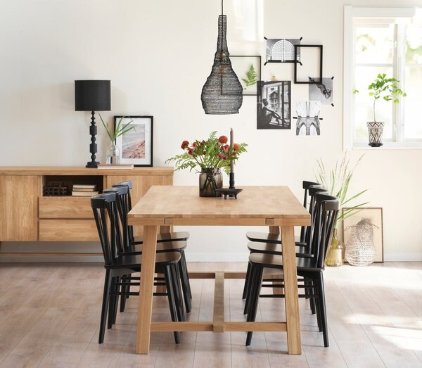 Tavolo da pranzo in legno di quercia effetto lucido 220 x 95 cm Brooklyn - Rowico