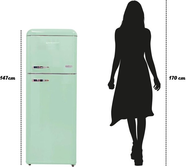 PYRAMIDEA Frigorifero Doppia Porta Capacit 240 Litri Classe Energetica E Raffreddamento Statico colore Verde Chiaro - MAMBO249G Mambo