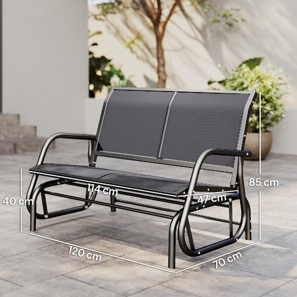VivaGarden OUTLET - Panchina da Giardino a Dondolo in Metallo/Texteline Dimensioni 120x70x85 cm colore Grigio
