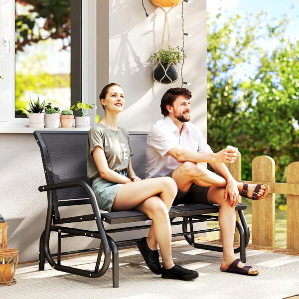 VivaGarden OUTLET - Panchina da Giardino a Dondolo in Metallo/Texteline Dimensioni 120x70x85 cm colore Grigio