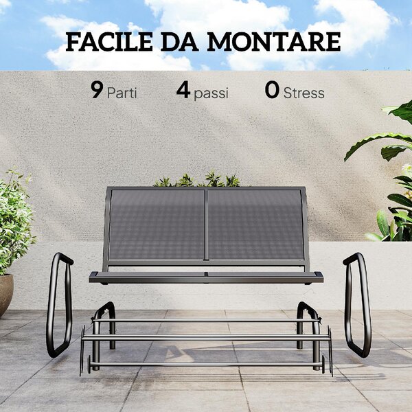 VivaGarden OUTLET - Panchina da Giardino a Dondolo in Metallo/Texteline Dimensioni 120x70x85 cm colore Grigio