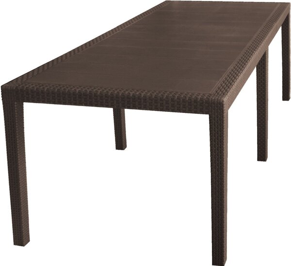 IPAE PROGARDEN OUTLET - Tavolo da Giardino Allungabile Rettangolare in Polipropilene Dimensioni 150-220x90x72 cm colore Marrone - Queen