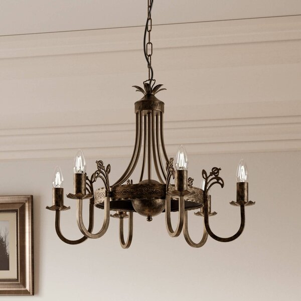Lampadario a soffitto Castle Jupiter, dimmerabile, Bronzo / Ottone antico, Soggiorno / Sala da pranzo, Metallo, Antico, Lampadario