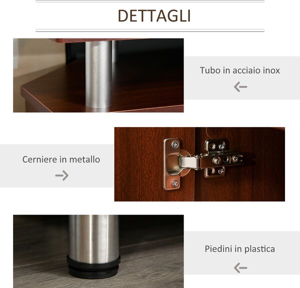 HOMCOM Mobile porta tv, Supporto TV Mobile Moderno, colore Marrone 120 × 39.5 × 52cm|Aosom