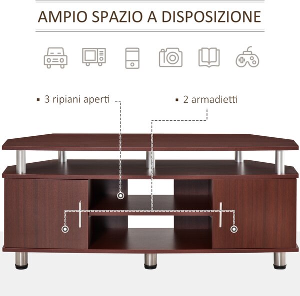 HOMCOM Mobile porta tv, Supporto TV Mobile Moderno, colore Marrone 120 × 39.5 × 52cm|Aosom