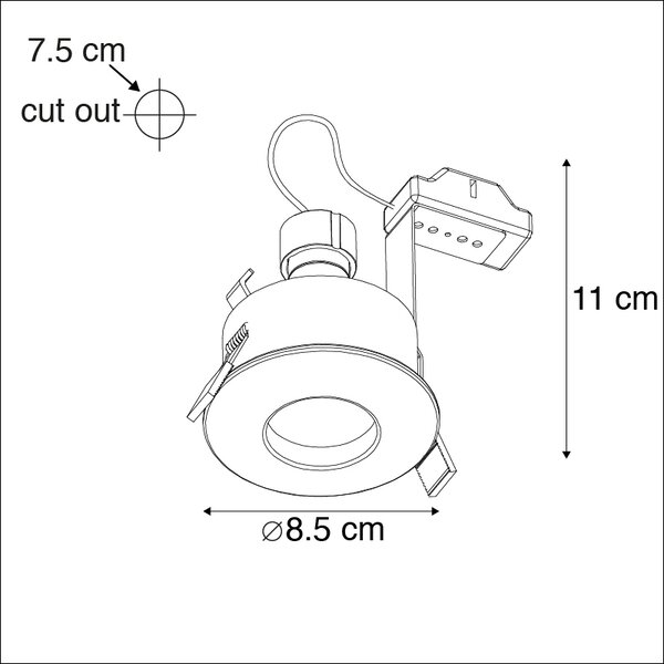 Set di 6 faretti da incasso moderni neri IP44 - Gap