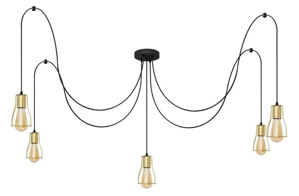 Lampadario a sospensione con filo TUBE LONG 5xE27/15W/230V nero/oro