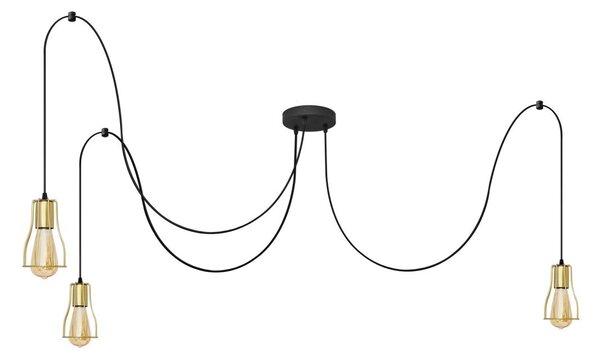 Lampadario a sospensione con filo TUBE LONG 3xE27/10W/230V nero/oro