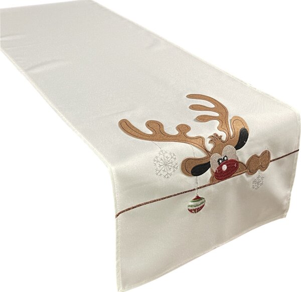 Stola natalizia bianca con applicazione renna Larghezza: 40 cm | Lunghezza: 85 cm