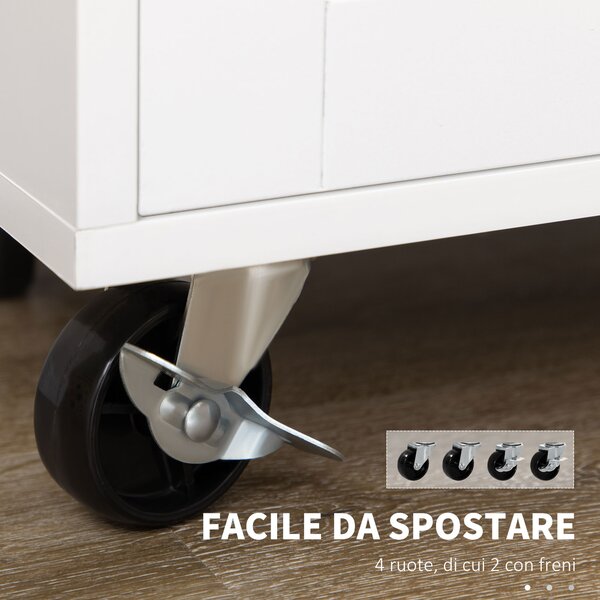 HOMCOM Carrello multiuso da Cucin con Cassetto, Portaspezie e Armadietto in Legno, 109x40x89 cm, Bianco | Aosom Italy