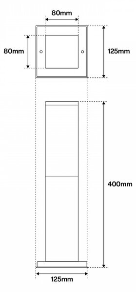 Paletto da Giardino 40cm, acciaio INOX, IK06, IP54, base E27 Base E27