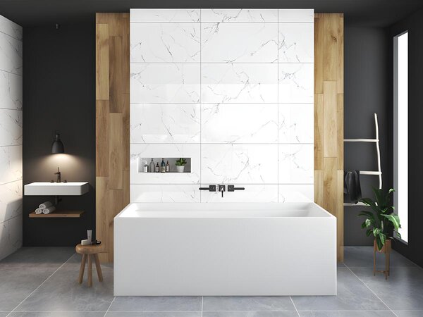 Vasca da bagno freestanding rettangolare 280 L 170 x 75 x 60 cm Bianco  Acrilico - ASPIUS