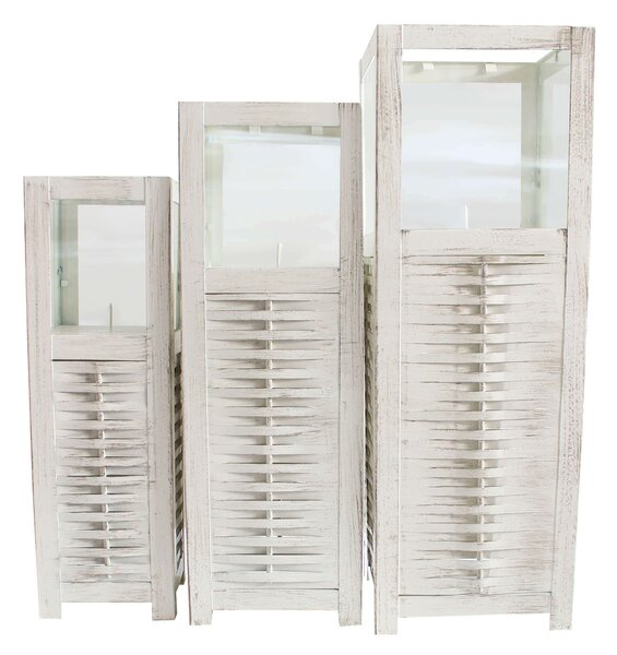 Set di 3 lanterne in acciaio quadrate