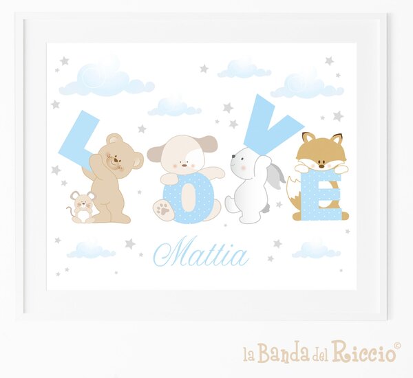 Quadro cameretta Love Rosa / cm 30x40