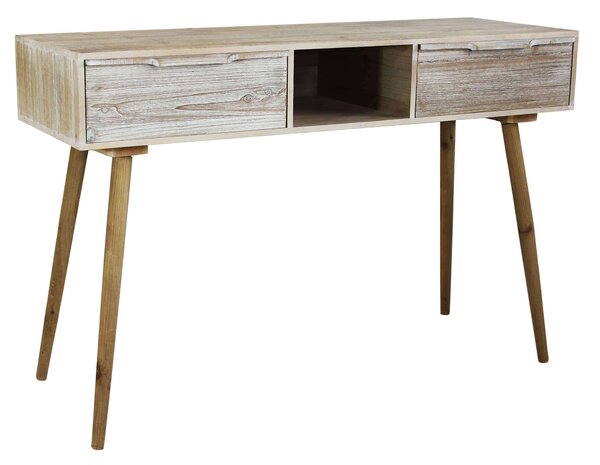 CHLOE - consolle con 2 cassetti in legno di paulownia e mdf industrial