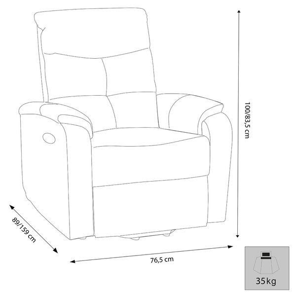 FLO - poltrona reclinabile cm 74,5 x 89/159 x 100/83,5 h