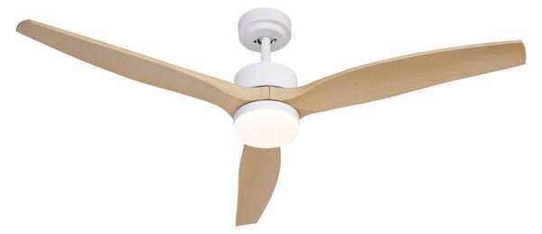 Ventilatore da soffitto smart bianco con stampa legno 132 cm con LED dimmerabile con telecomando - Joly