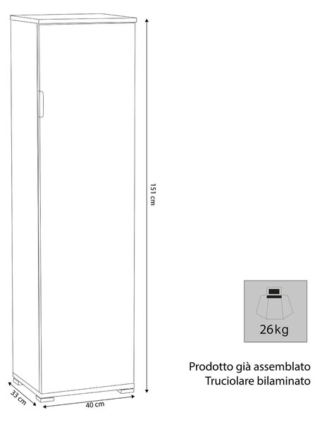 NODE - armadietto un anta 4 ripiani