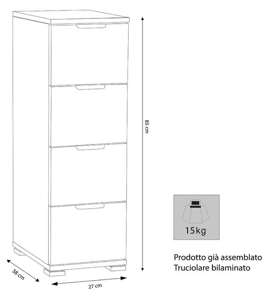 NANO - cassettiera 4 cassetti