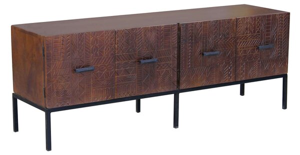 MANTRA - porta tv con decoro 4 ante legno e ferro