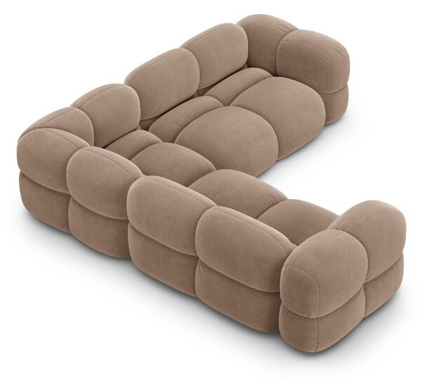 Divano angolare marrone con rivestimento in velluto Loretto – Cosmopolitan Design
