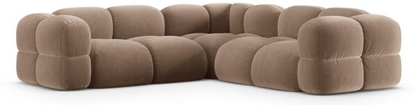 Divano angolare marrone con rivestimento in velluto Loretto – Cosmopolitan Design