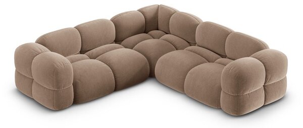 Divano angolare marrone con rivestimento in velluto Loretto – Cosmopolitan Design