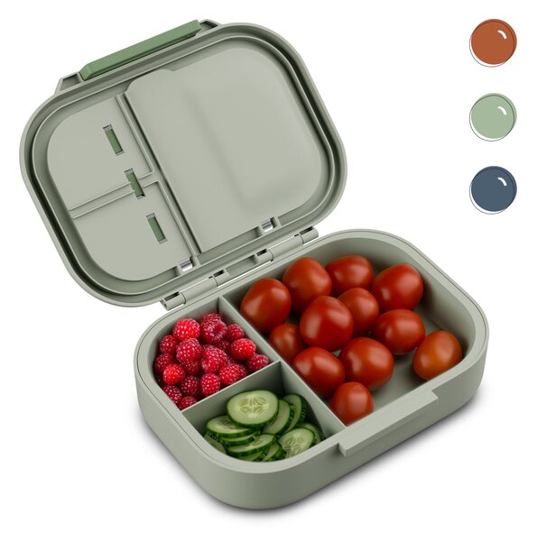 Klarstein Bunko - Lunchbox, 3 scomparti, incl. 3 pz. Posate ca. 21 x 14,5 x 5,5 cm (LxAxP)