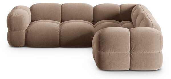 Divano angolare marrone con rivestimento in velluto Loretto – Cosmopolitan Design