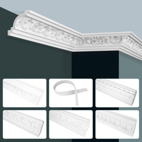 GRAND DECOR: Stucchi decorativi per soffitti in stile barocco, realizzati in poliuretano espanso e flessibili. Listelli per soffitto decorati, serie C, lunghezza 2 metri