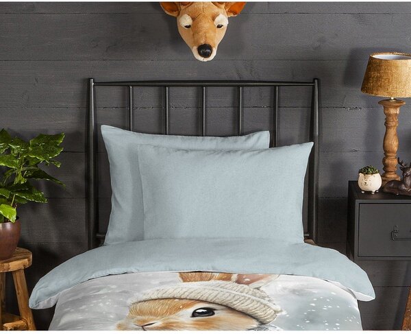 Set copripiumino e federa da bambini bianco/color salvia in flanella per letto singolo 140x200 cm Idun – Good Morning