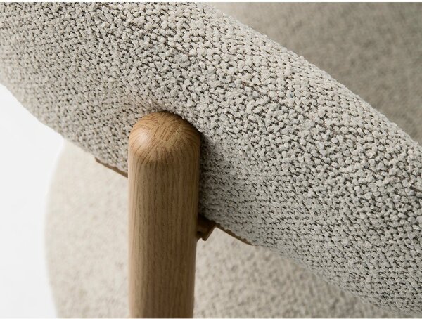 Sedia da pranzo color crema/di colore naturale imbottito con braccioli Frances – Unique Furniture