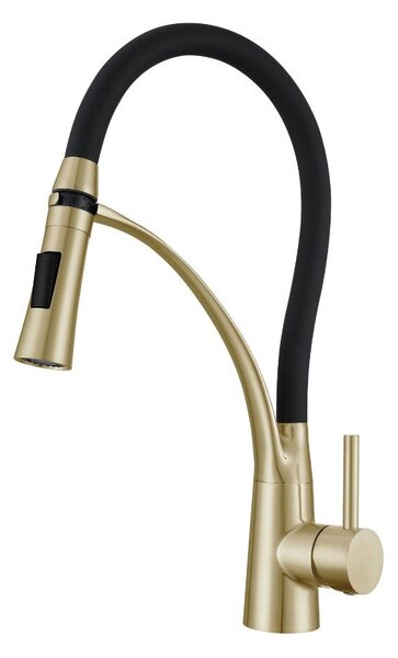 Miscelatore da cucina VBChome, finitura champagne dorata, con doccetta flessibile girevole a 360°, 2 tipi di getto, miscelatore monocomando e funzione doccia flessibile